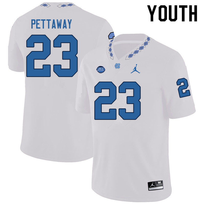 Youth #23 George Pettaway North Carolina Tar Heels College Football Jerseys Sale-White